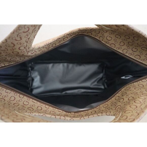 Guess V7200081 Mocha Brwn Logo Print Junction Travel Insulated Cutout Lunch Tote - Picture 7 of 8